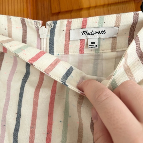 Madewell Button Slit Midi Skirt in Flecked Rainbow Stripe Size 00 - Picture 4 of 5